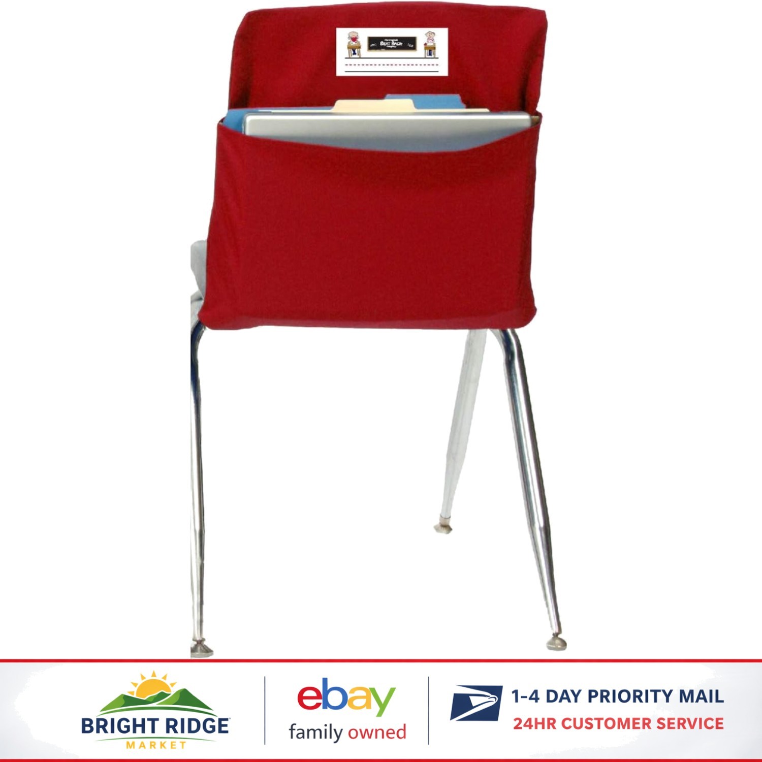 Poly/Cotton Chair Storage Pocket for Students, Durable and Machine Washable gallery