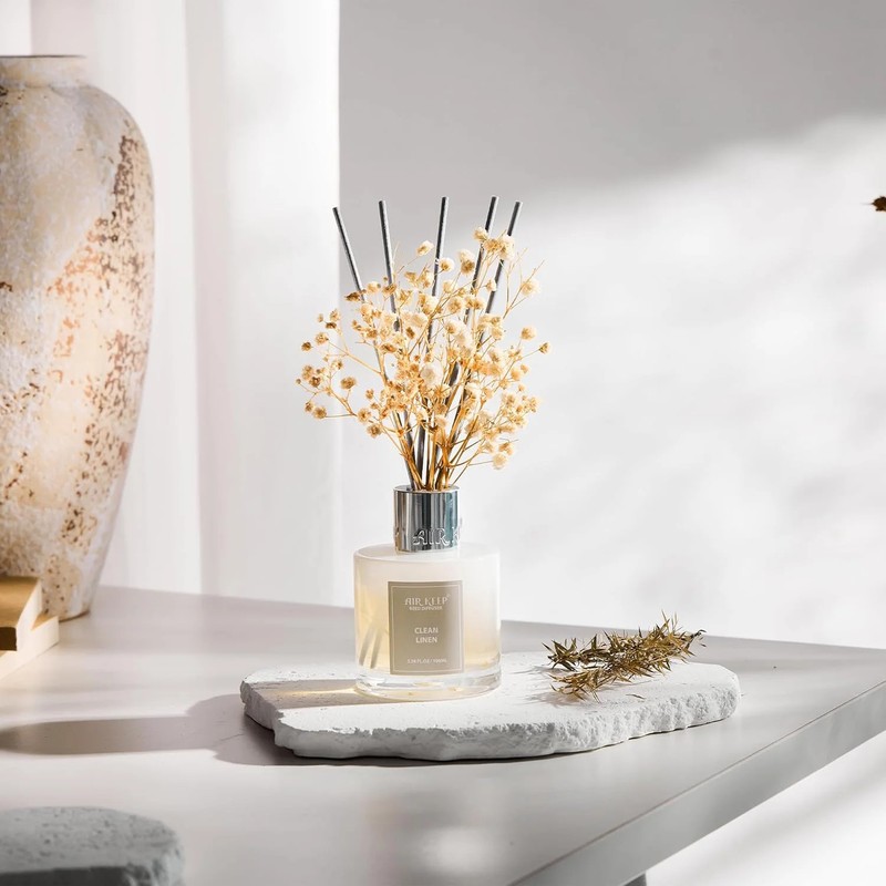 Airkeep Reed Diffuser Set,3.38 fl oz (100 ml) - Clean Linen Oil Diffusers with 8 gallery