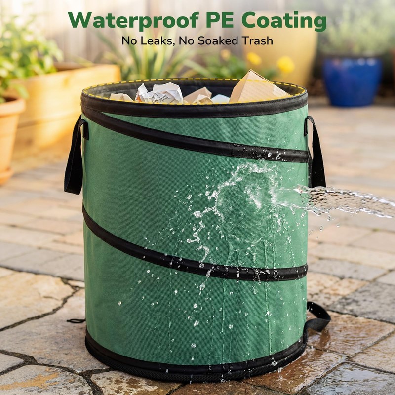 Collapsible Trash Can 45 Gallon 2 Pack, Pop Up Yard Waste Bags, 600D Oxford L... gallery