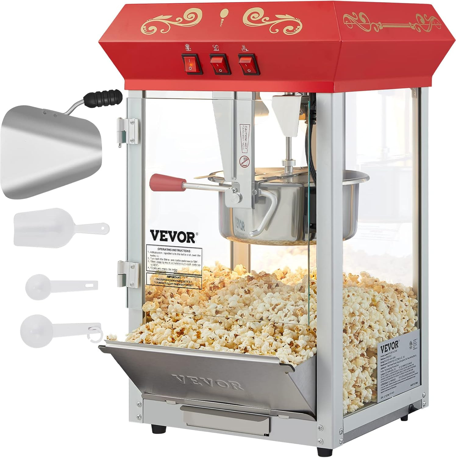 Commercial Popcorn Machine, 8 Oz Kettle, 850 W Countertop Popcorn Maker for 48 C gallery