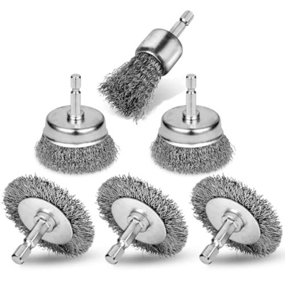 6Pcs Professional Carbon Steel Wire Wheel Brush for Drill - Cleaning Rust Attach gallery