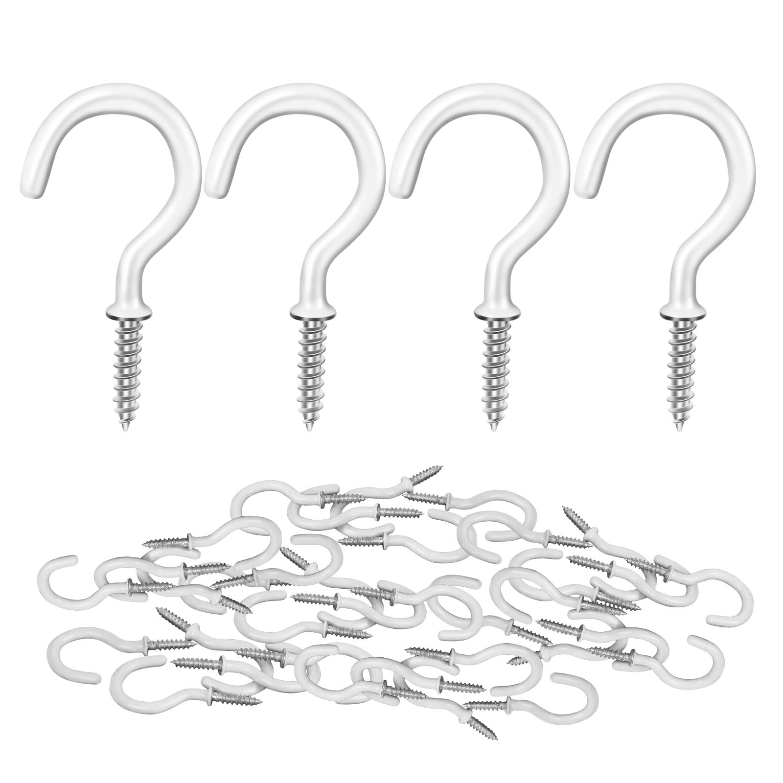 20 Pack 1-1/2 Inch Vinyl Coated Ceiling Hooks Screw-In Cup Hooks for Hanging gallery