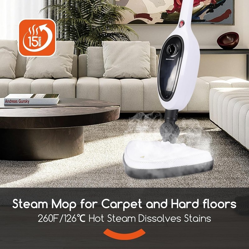 Steam Mop Floor Cleaner with Attachments Lightweight Fast Heating for Kitchen... gallery
