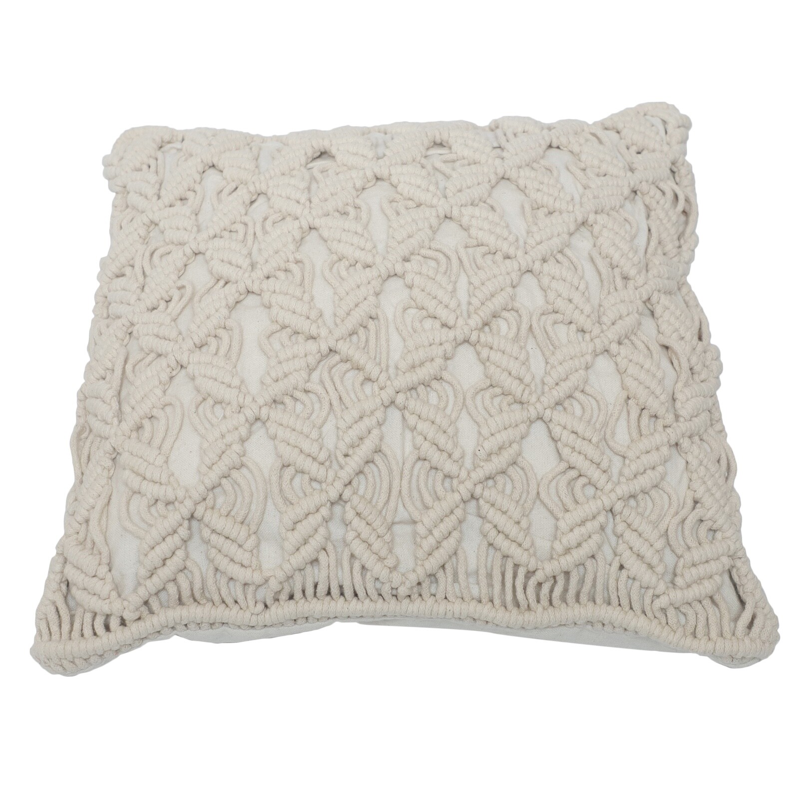 Macrame Cushion Cover handmade cotton - Natural/Off White Color #3 gallery