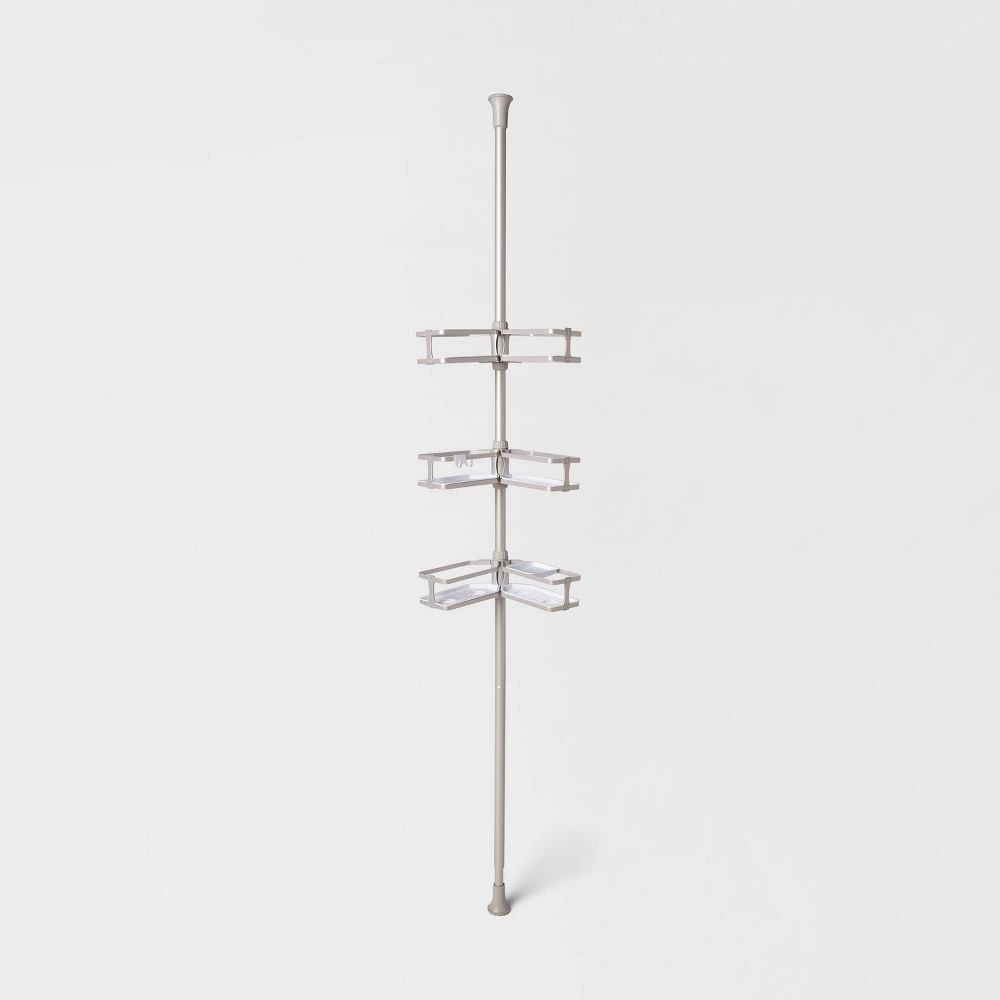 Threshold Tension Pole Aluminum Shower Caddy Bathroom Corner Shelf Organizer gallery