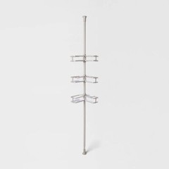 Threshold Tension Pole Aluminum Shower Caddy Bathroom Corner Shelf Organizer