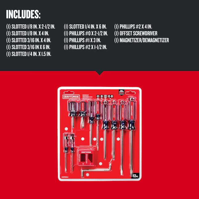 CRAFTSMAN Screwdriver Set, Assorted, 12Piece (CMHT65044) gallery