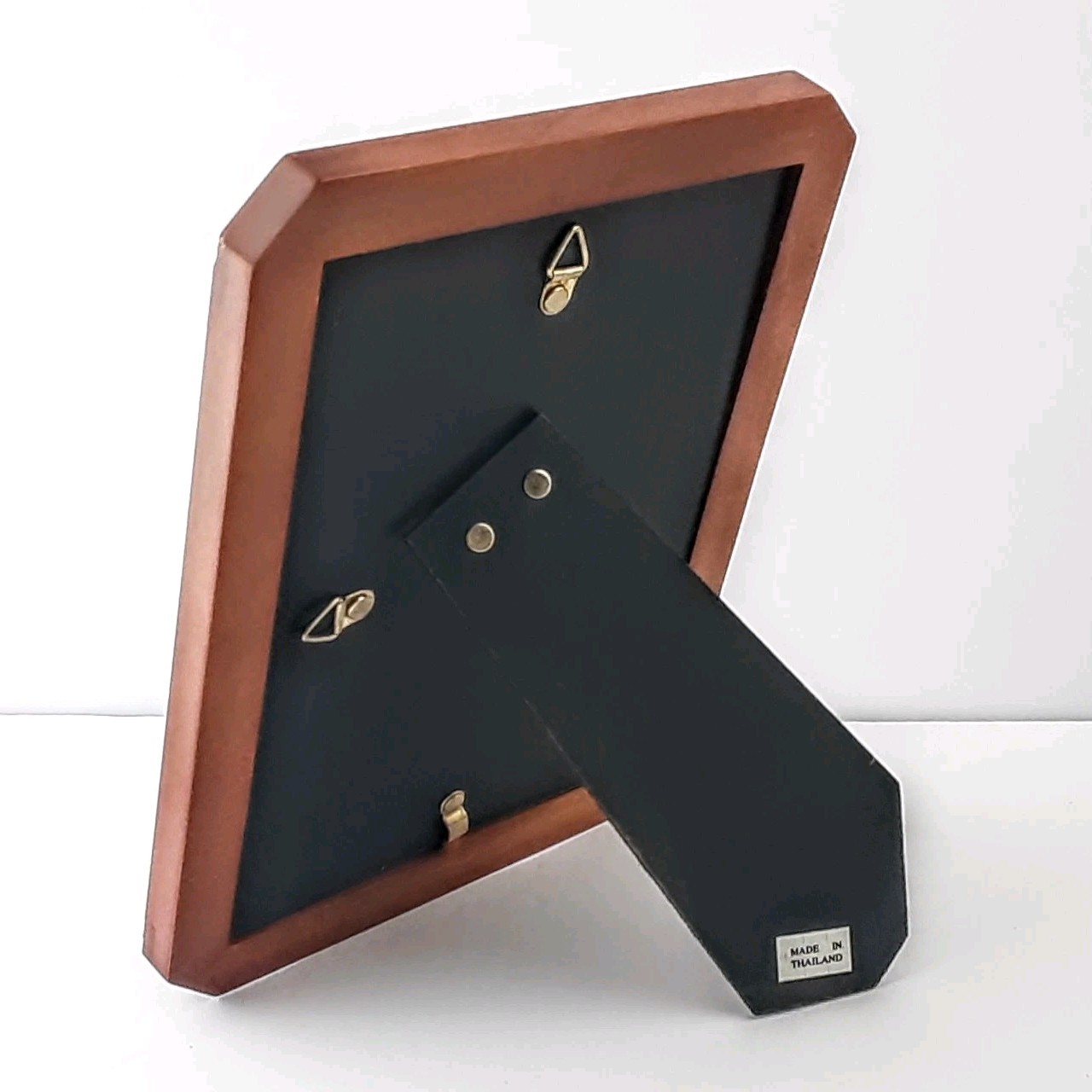 Teak Wood Picture Frame Angled Corners Holds 5x7 Photo Made In Thailand gallery