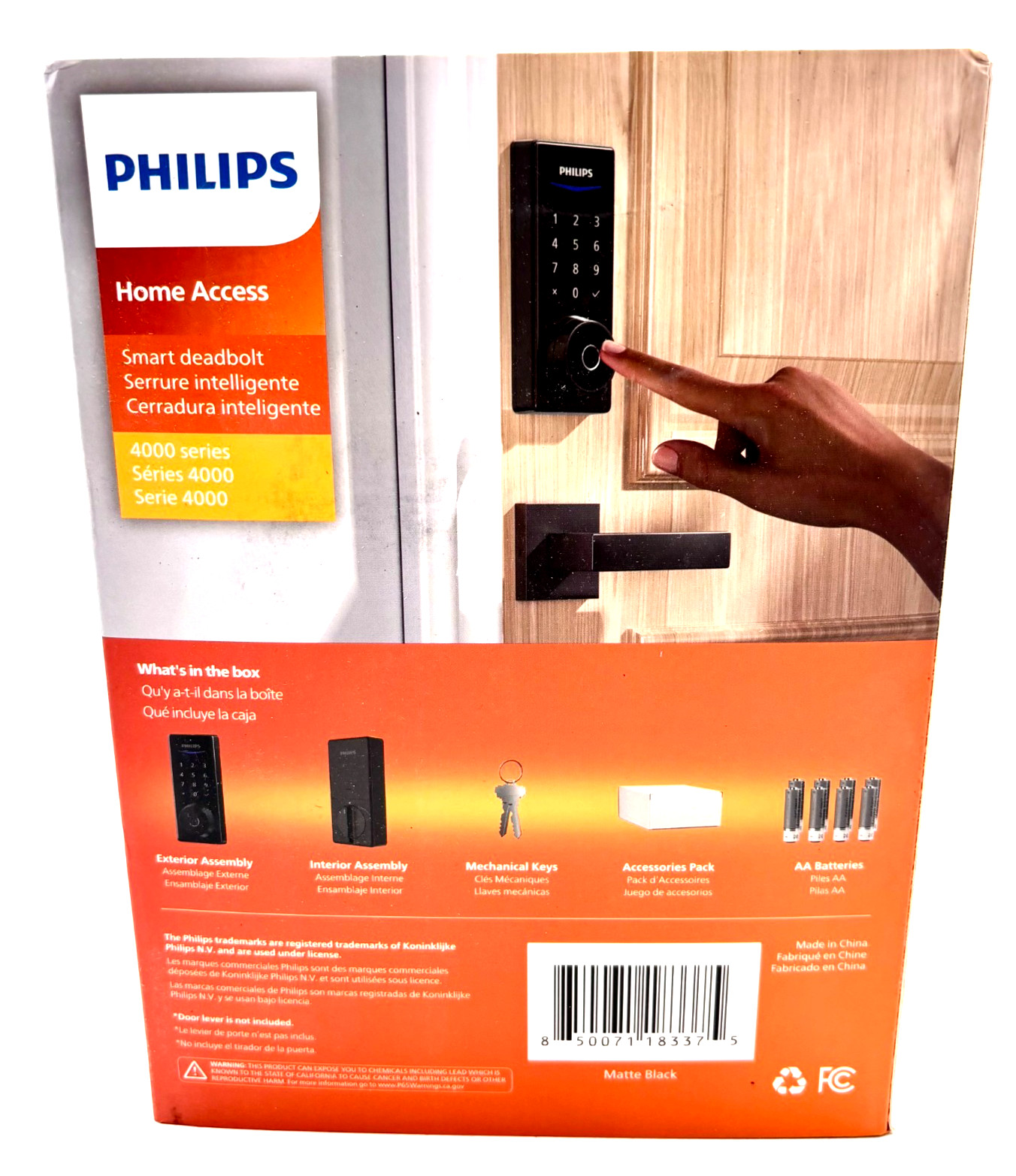 Philips WiFi Smart Deadbolt Door Lock Multiple Access Methods Black gallery