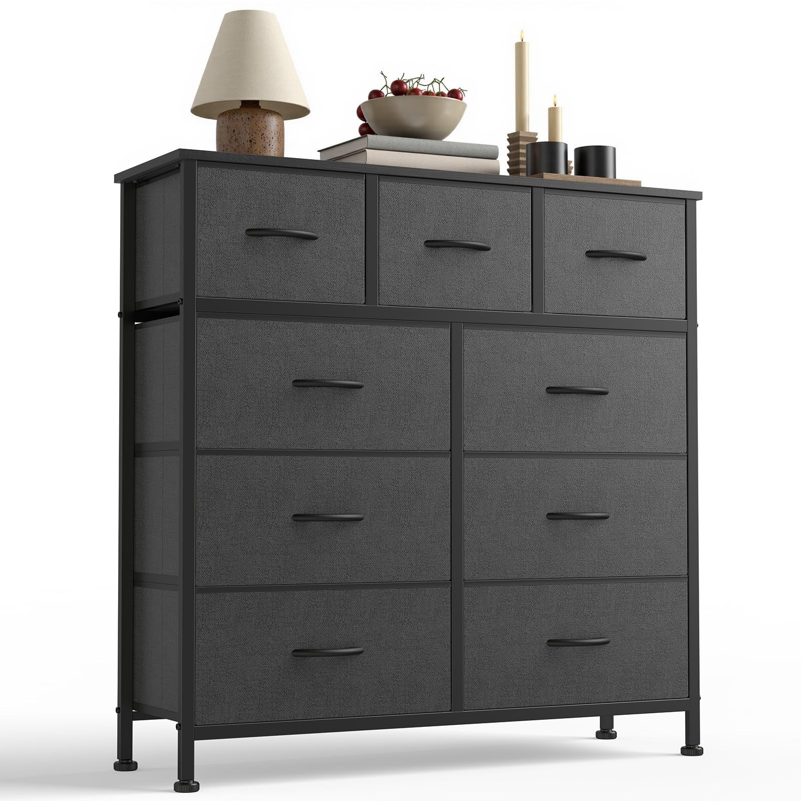 Fabric Dresser Storage Tower 9 Drawer Organizer Grey CAB-9BC-GY Sweetcrispy gallery