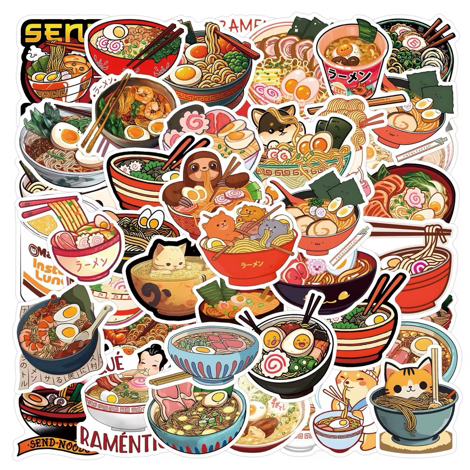20 Random Cartoon Ramen Noodle Stickers Food Decals Laptop Hydro Free Shipping! gallery