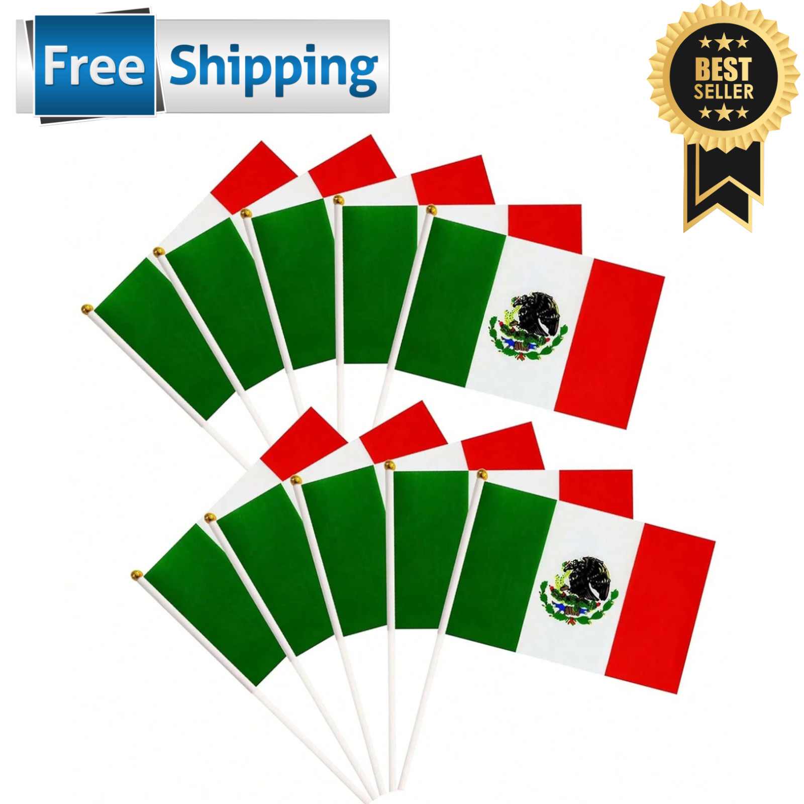 10x Mini Flags on Stick Small Handheld International Country 5x8 in Parade Decor gallery