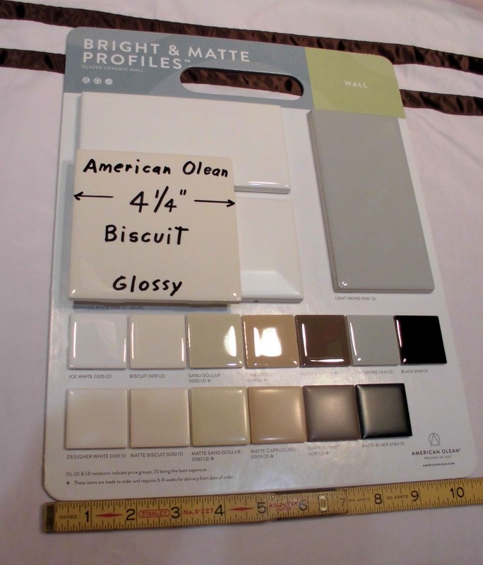 9 pieces: Glossy Ceramic Tiles, Biscuit Color by American Olean 4-1/4" NEW gallery