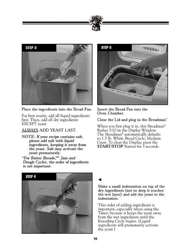 Instruction Operator Maintenance Manual Fits Breadman TR845 & Recipes gallery