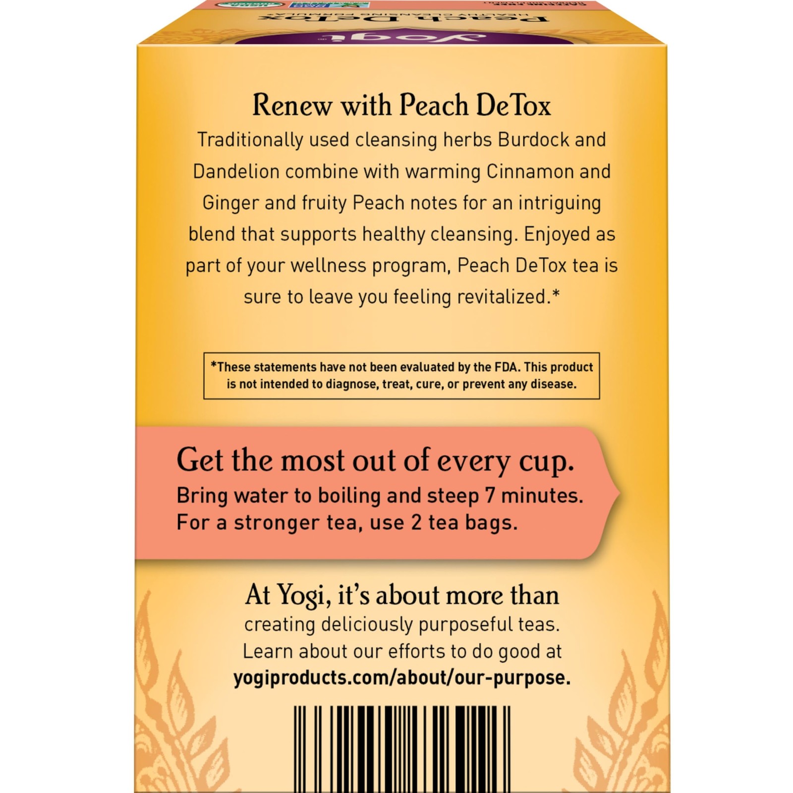 Yogi Peach Detox Tea 16 Count Herbal Tea With Burdock Dandelion Cinnamon Ginger gallery