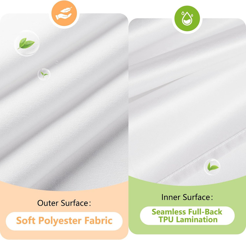 Waterproof Soft Microfiber Shower Curtain TPU Backed Lightweight, White Washable gallery