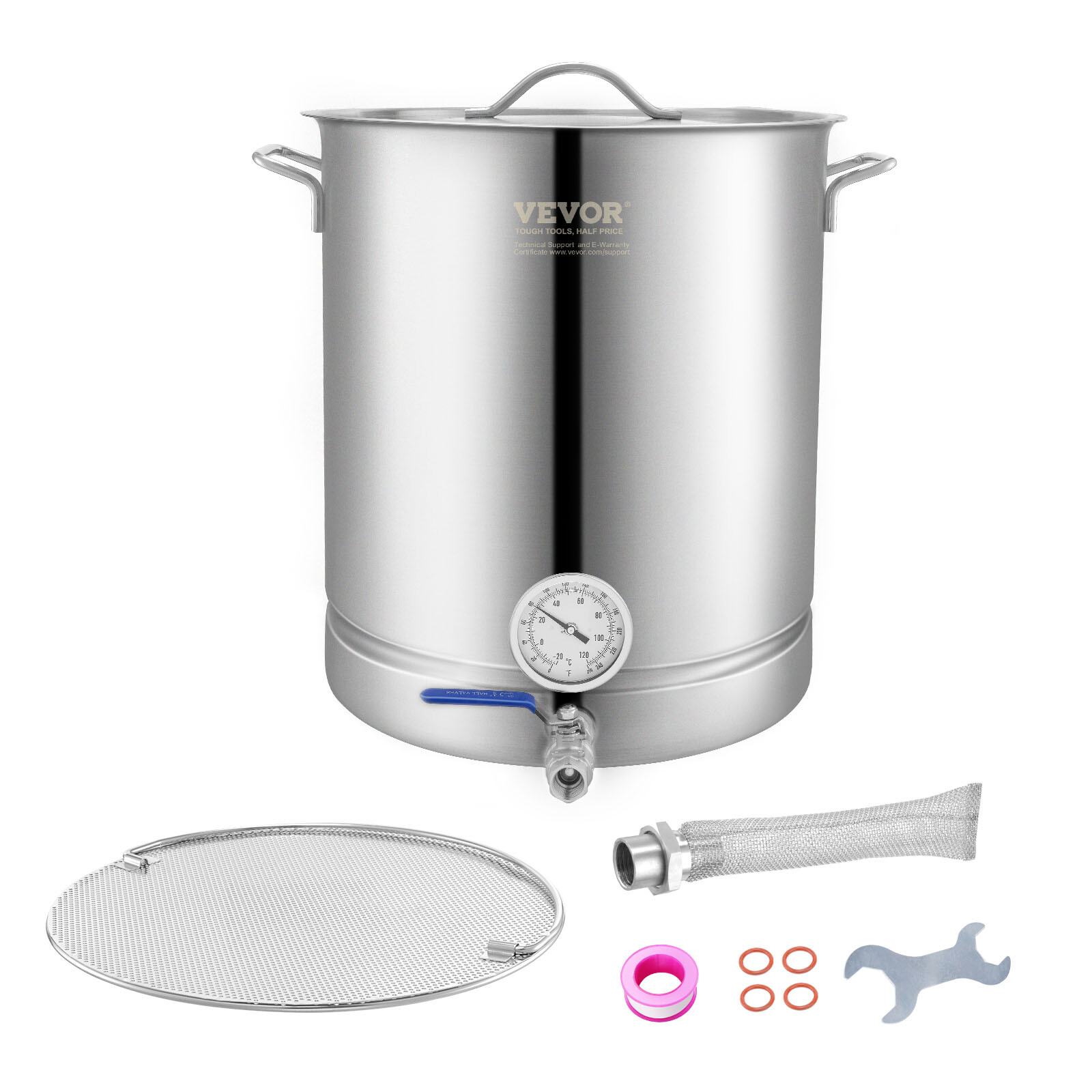 VEVOR Stainless Steel Home Brew Kettle Set 16Gal Beer Stock Pot with Accessories gallery