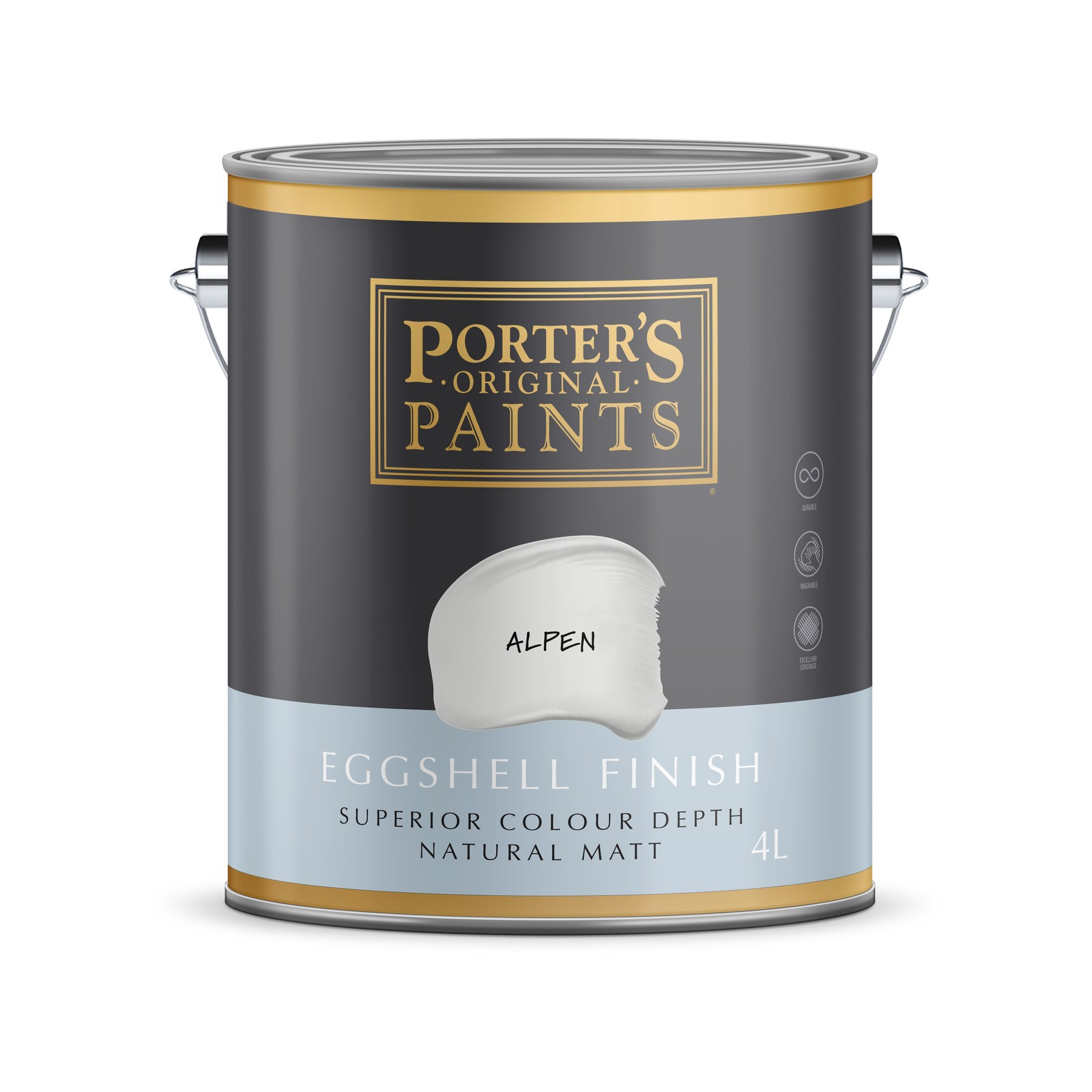 Porter's 4L Alpen Eggshell Finish Broadwall Washable Paint - 4L gallery