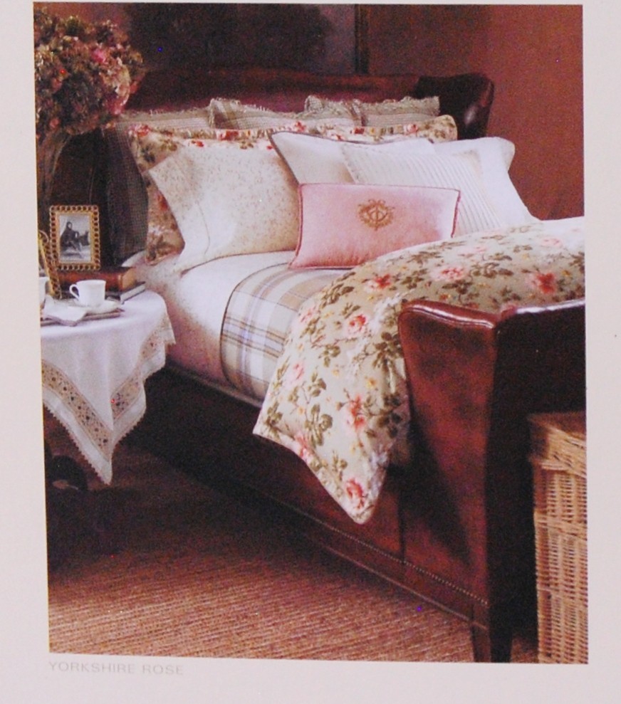 ralph lauren YORKSHIRE ROSE QUEEN FLAT SHEET / retired & rare / NIP floral gallery