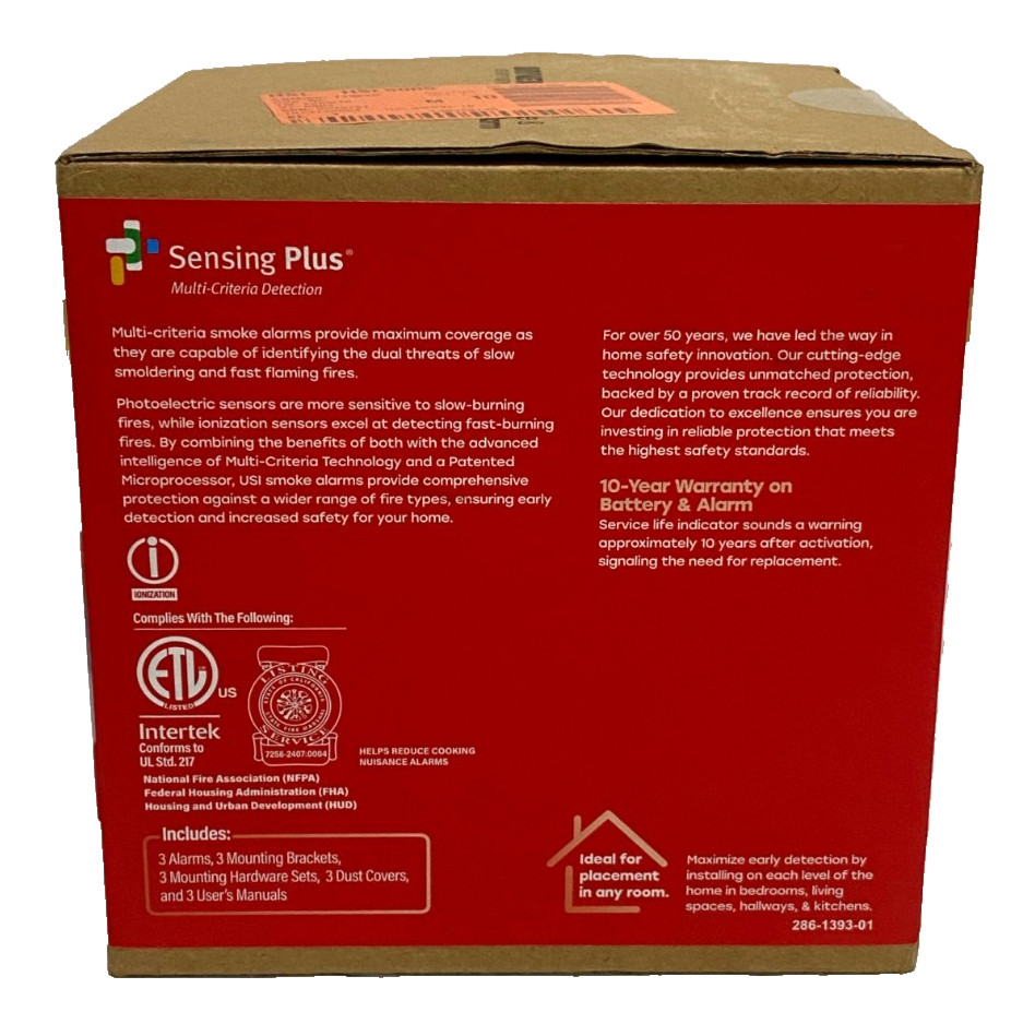 Universal Smoke & Fire Alarm 10-Year Battery Sensing Plus Detection 3-Pack White gallery