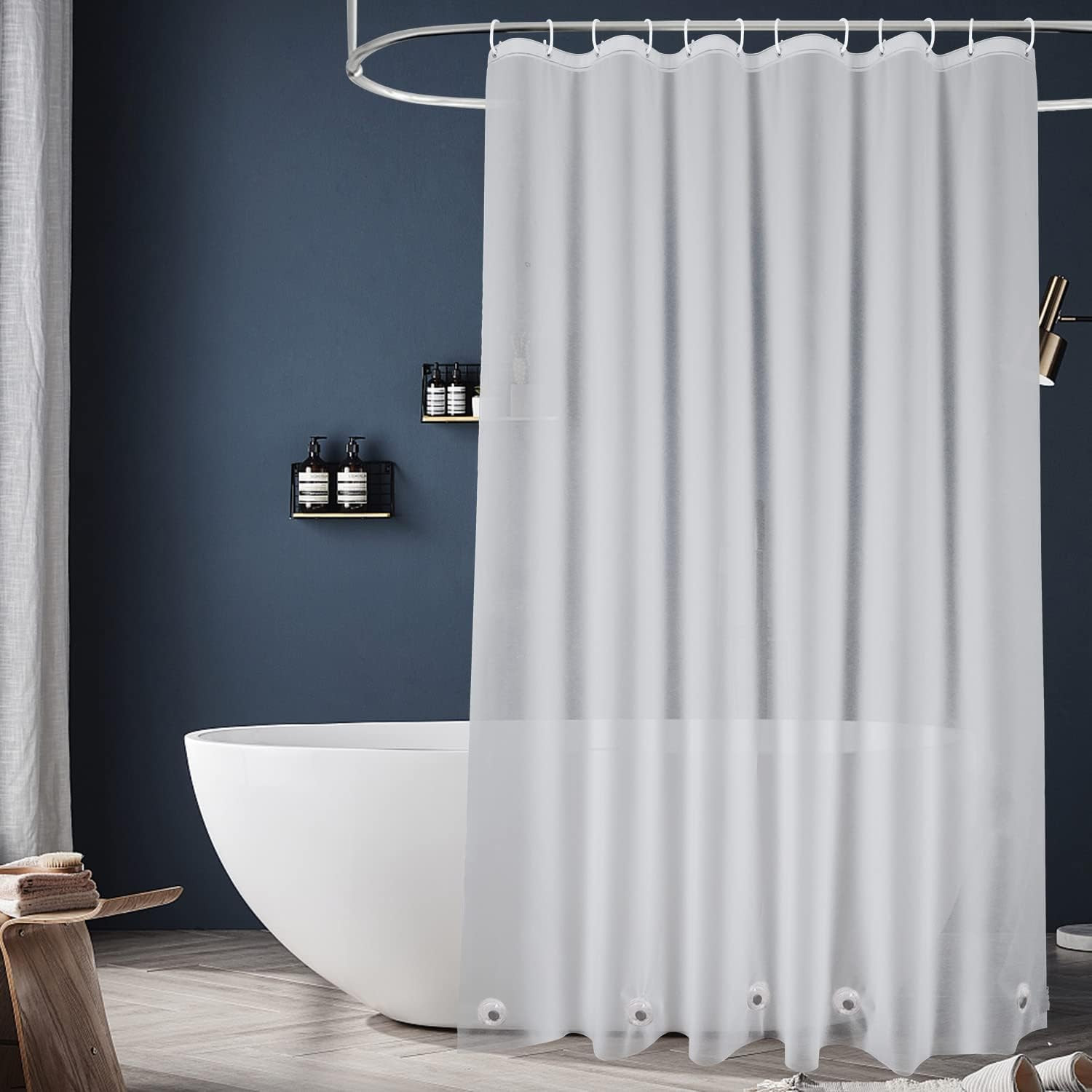 Frosted PEVA Plastic Shower Curtain Liner 74 Inch Long Length,Waterproof Opaque gallery