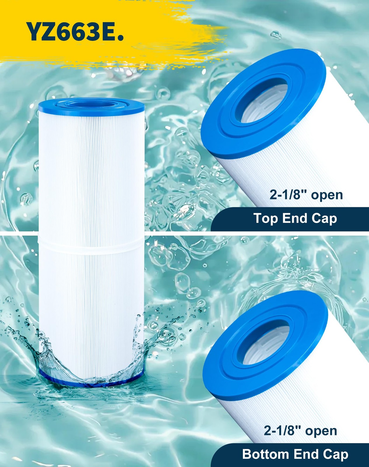 50SqFt Spa Filter Cartridge Replacement Pool Hot Tub Water Cleaner 13.3In gallery