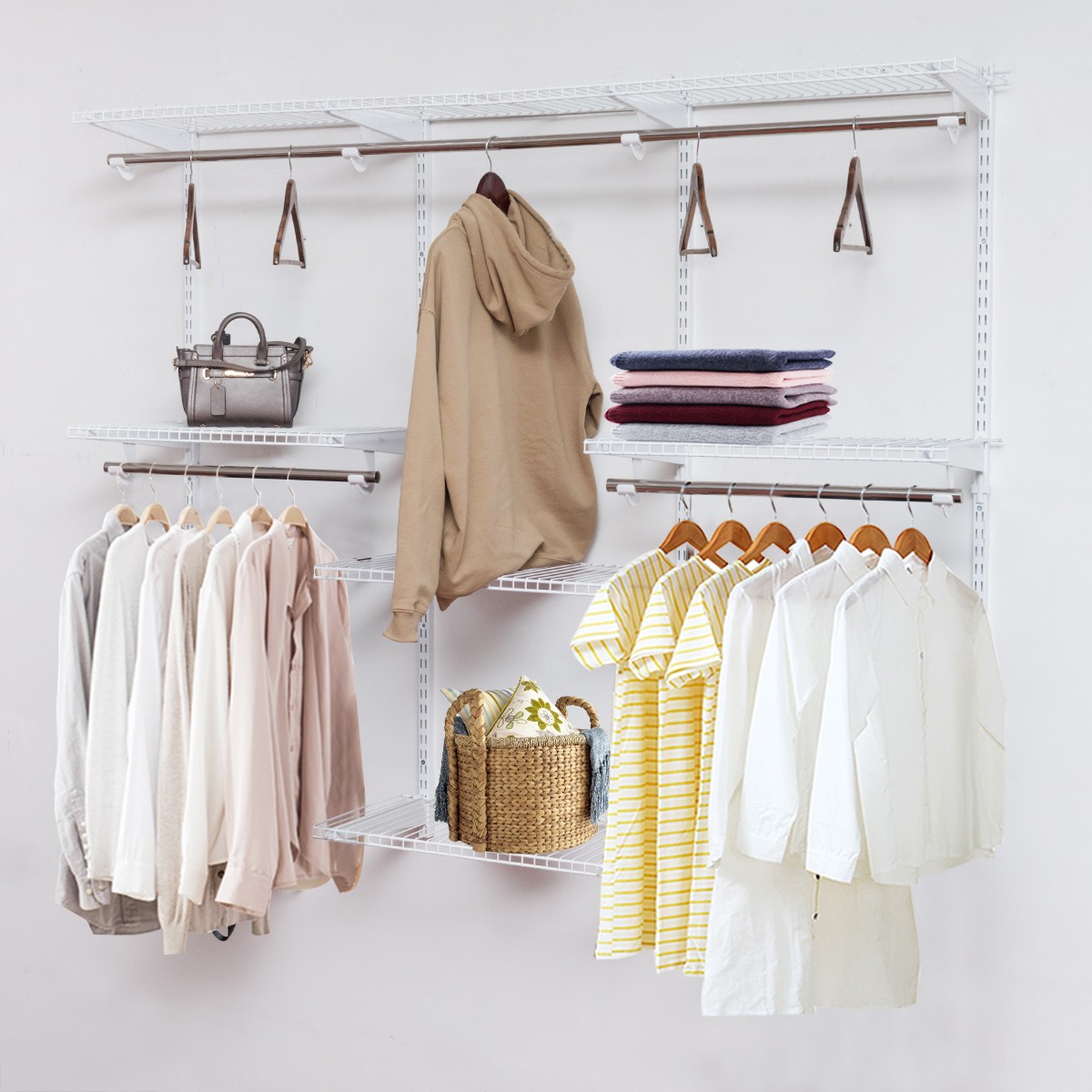 Wall Mounted Adjustable Closet Organizer Custom Metal Closet Organizer System gallery