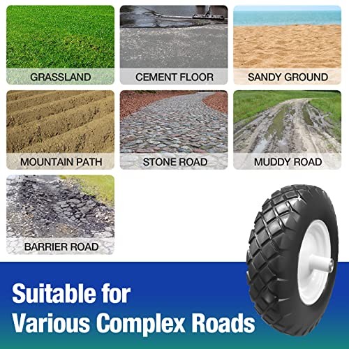 16" Flat Free Solid PU Tire and Wheel, 4.80/4.00-8 PU Airless Deep Grooves gallery