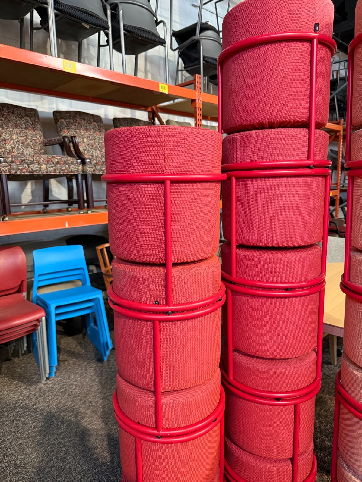 12"Drop Stool/Stackable by COR and Designer Pauline Deltour (French Made) in Red gallery