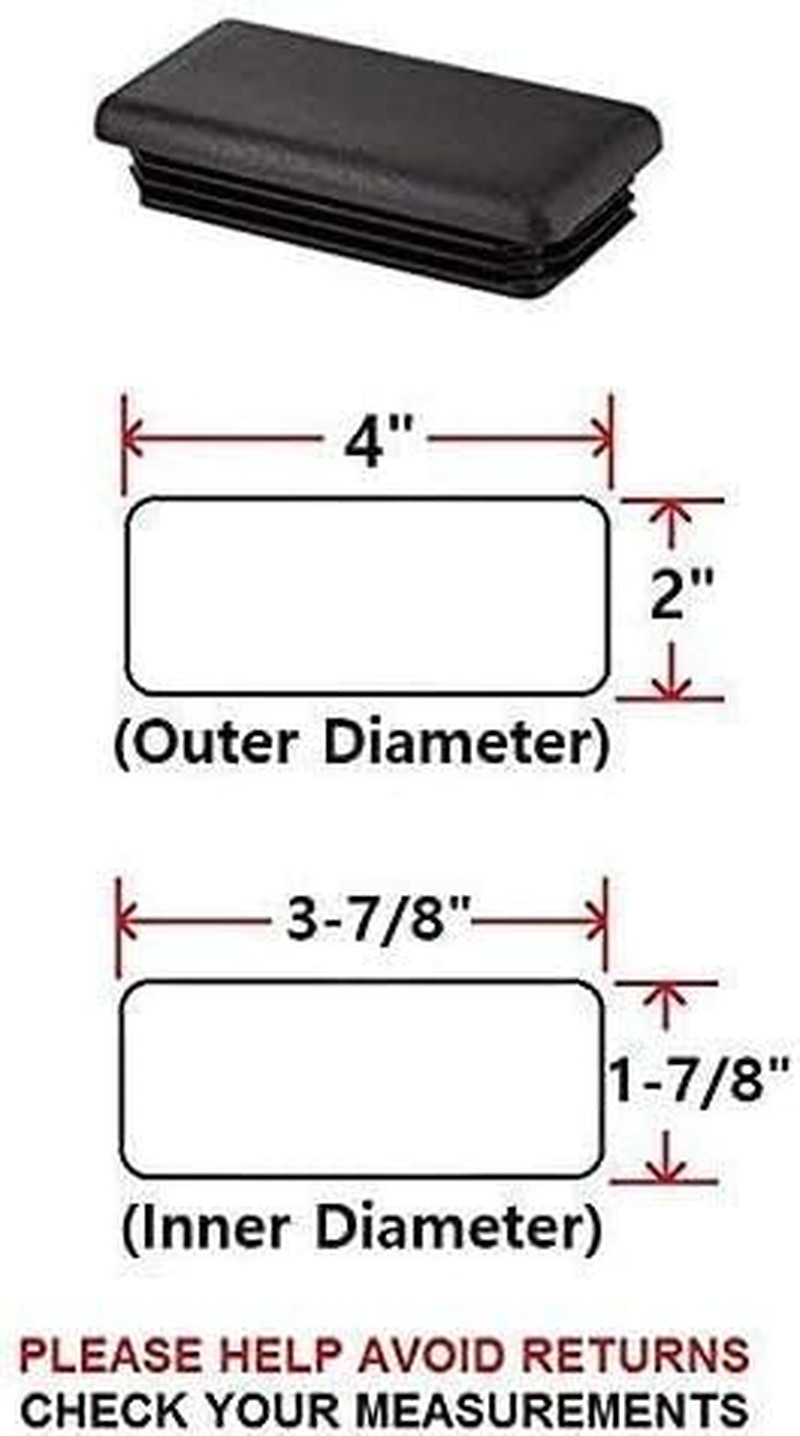 (Set of 8) 2x 4OD Rectangular Tube Plug Non-Slip Plastic Tubing End Cap F... gallery