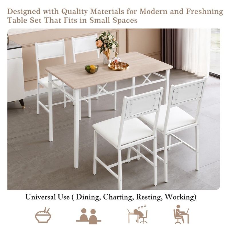 5 Pcs Dining Table Set w/4 Upholstered Chairs Small Kitchen Table Set Apartment gallery