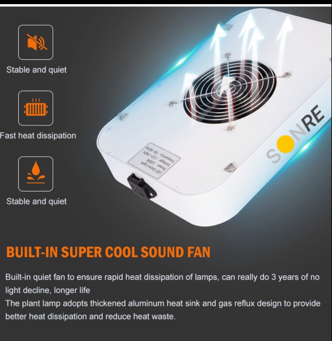 SONRE Full Spectrum Grow Light 100w Dimmable Led Grow Light , Hydroponics gallery