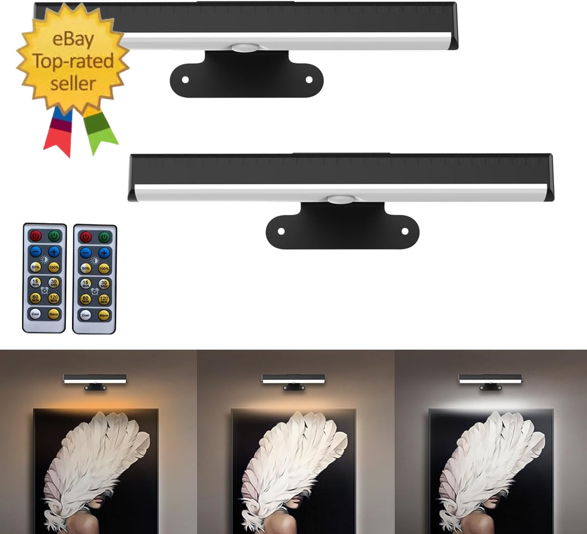 2PACK Picture Light LED Battery Operated Wall Light for Paintings,Wireless gallery