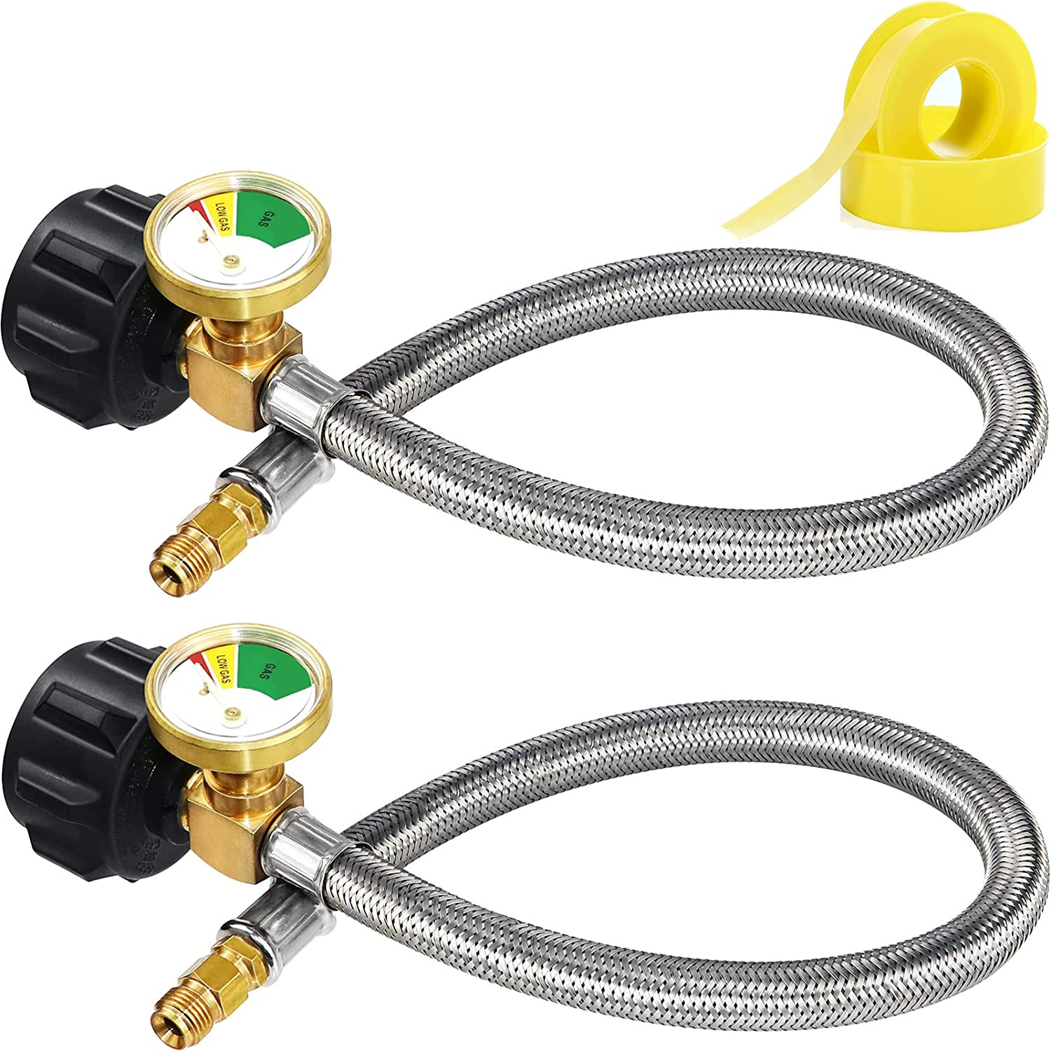 SHINESTAR 15-Inch RV Propane Hose with Gauge for 5-40lb Tanks Camper Gas Line gallery