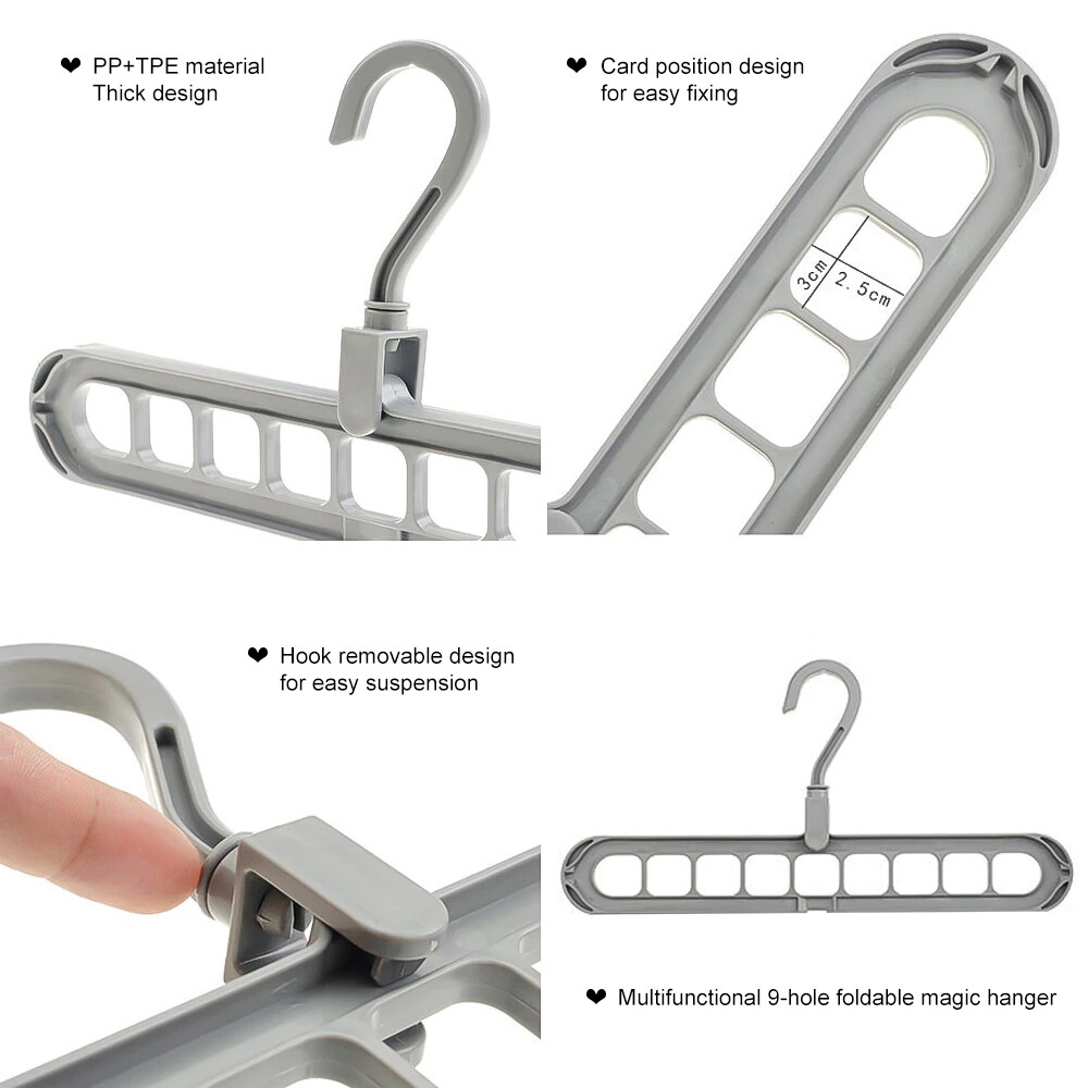 3D Folding Hanger 9 Hole Rotating Magic Closet Organizer Space Saver Saving Room gallery