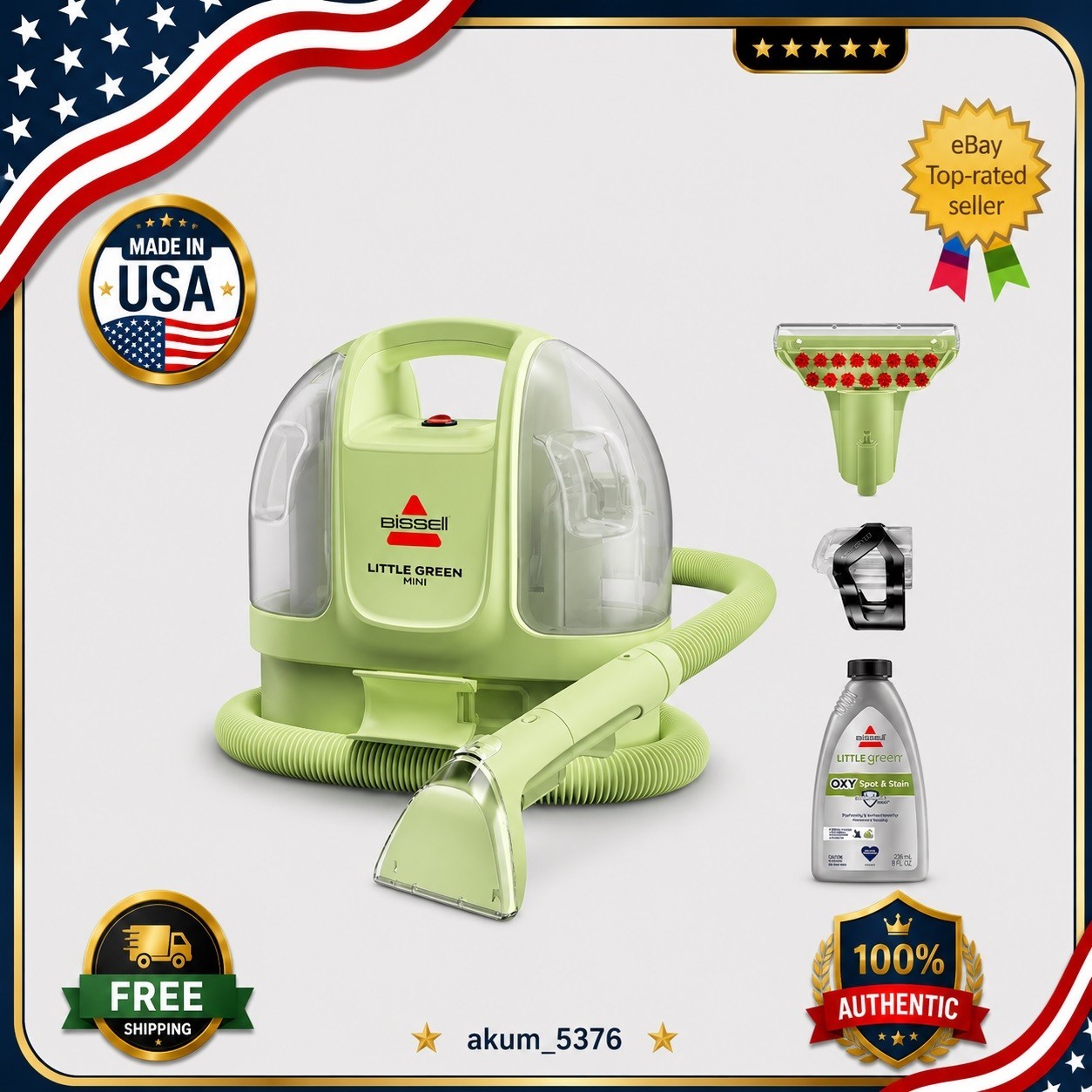 BISSELL Little Green Mini Carpet Cleaner Portable Spot & Stain Remover 4064 -New gallery