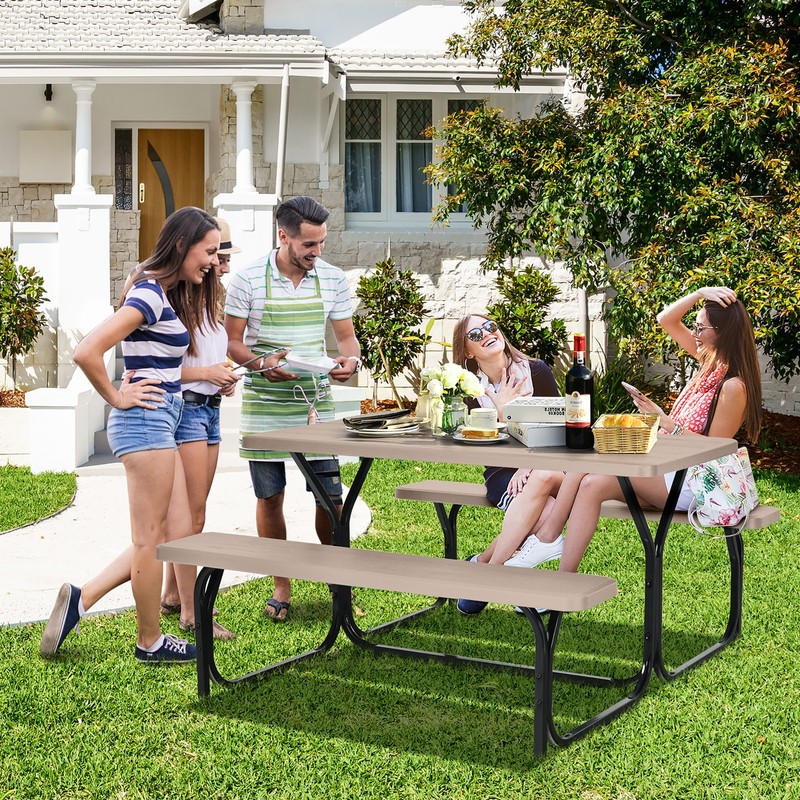 Picnic Table Camping Picnic Bench Set Backyard Garden Patio Dining Party gallery