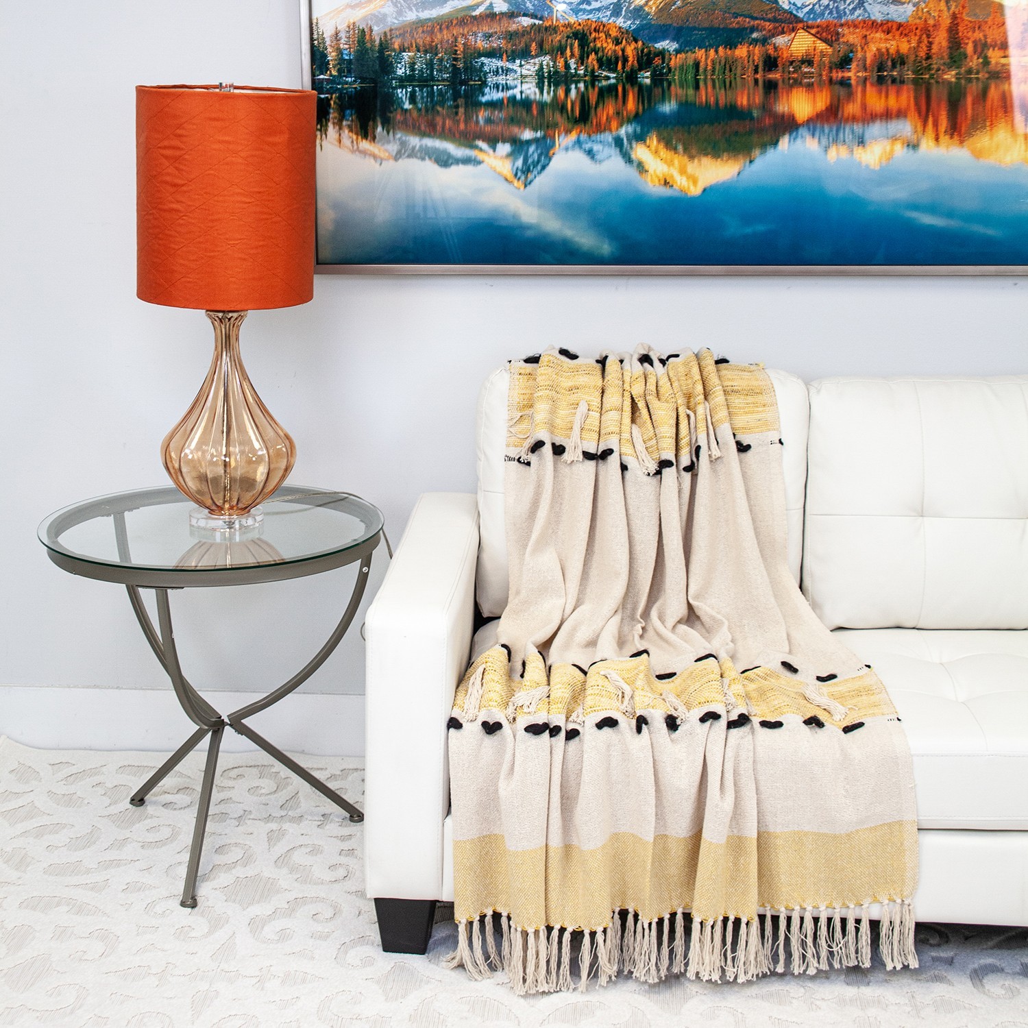 Parkland Collection Inca Yellow Variegated Cotton 50" x 60" Throw Blanket gallery