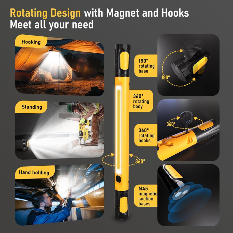 Work Light for Mechanic,3200Lm LED Work Lights,5400Mah Rechargeable Magnetic Lig gallery