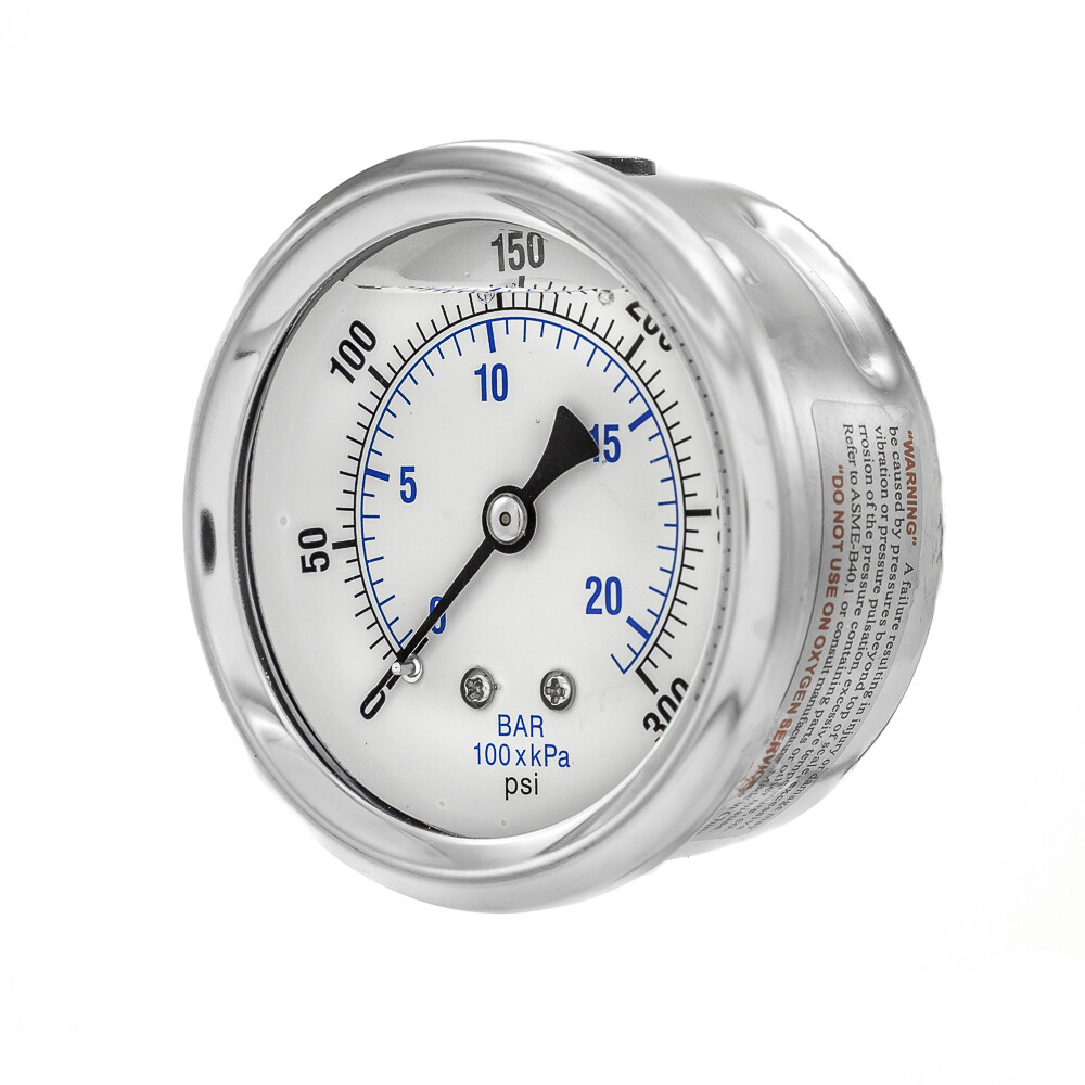 Liquid Filled Back Mount Pressure Gauge with 2.5" Dial, 0-300 PSI, 1/4"MaleNPT gallery