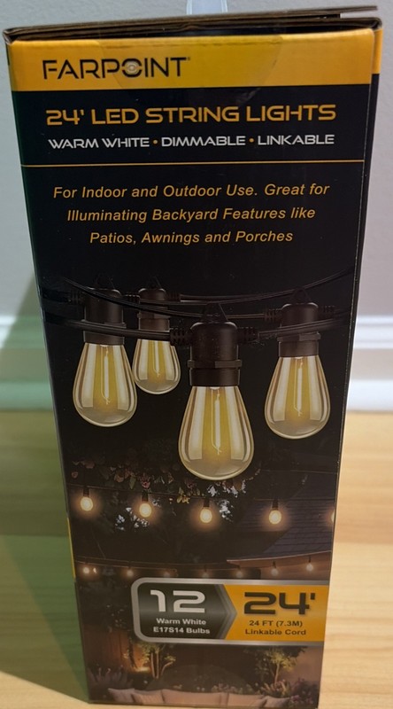 FARPOINT 24' LED STRING LIGHTS WARM WHITE • DIMMABLE, Brand New & Sealed !!!!!! gallery