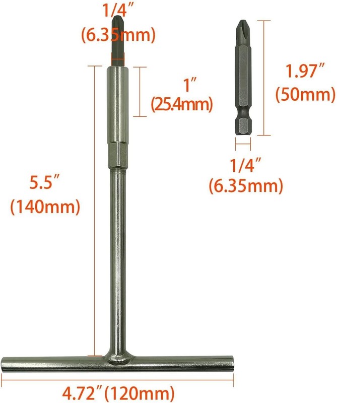 T-Handle Wrench & JIS Screwdriver Set - Includes 6 Silver White, Gray gallery