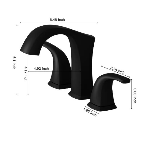 BWE 8 in. Wide spread Double Handle Bathroom Sink Faucet w/ Drain Matte Black 5E gallery
