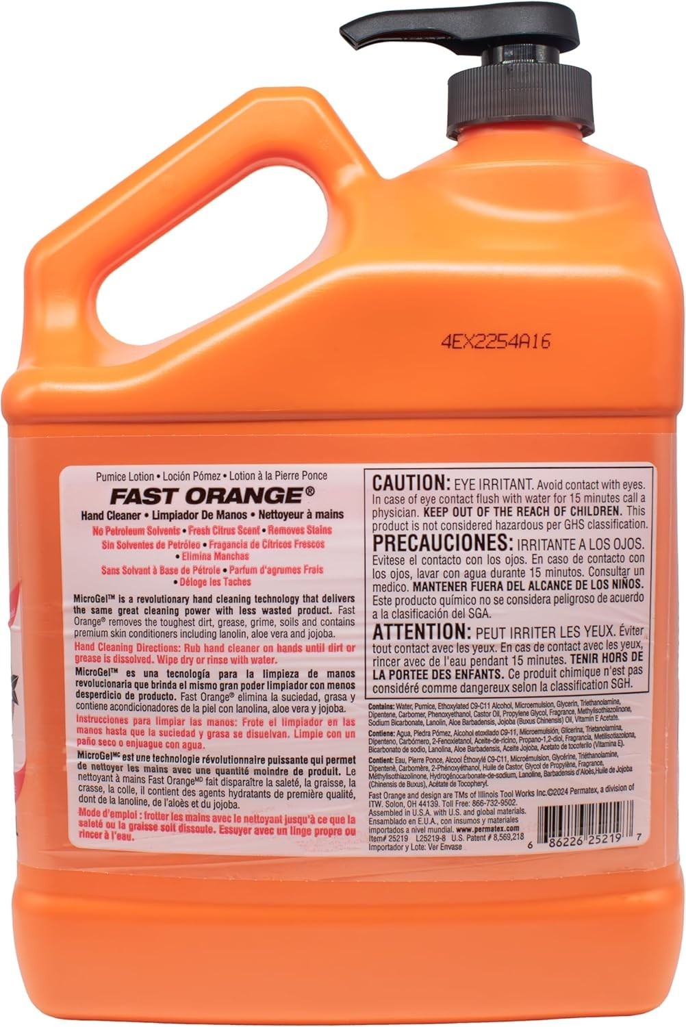 Fast Orange 25219 Pumice Lotion, Heavy Duty Hand Cleaner,Natural Citrus Scent gallery