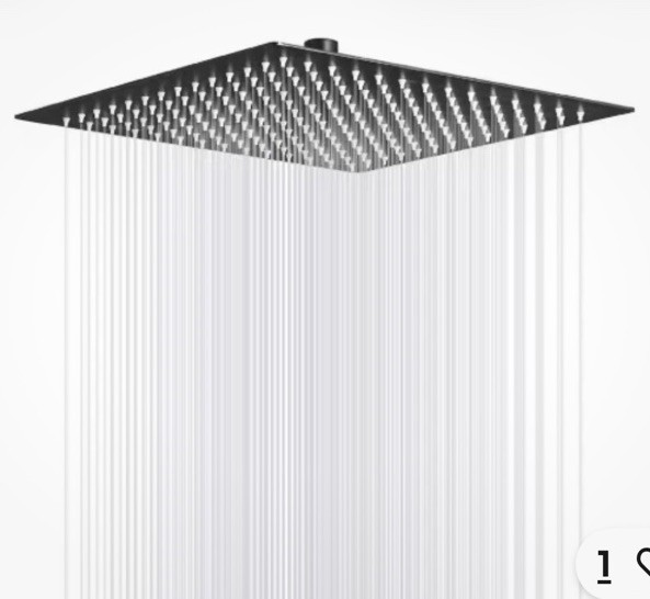 BWE 1-Spray Patterns 10”Wall/Ceiling Mount Square Rain Shower Head, Matte Black gallery