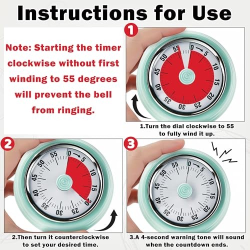 60-Minute Magnetic Visual Timer, Silent Operation and No Battery Needed, Green gallery
