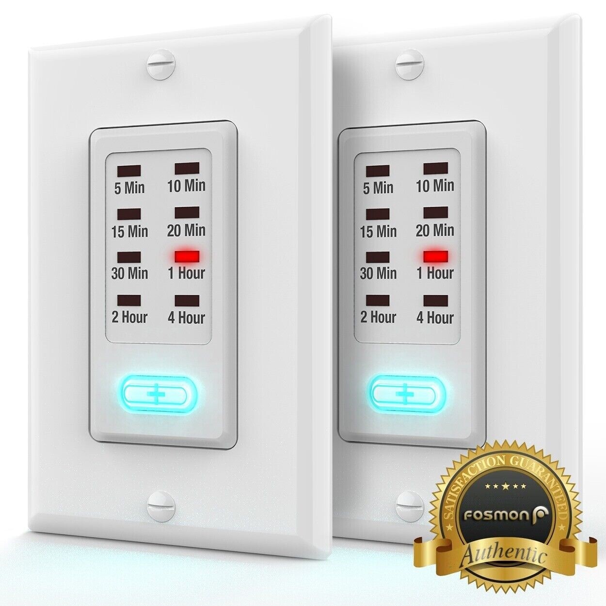 2x In Wall Switch Gang Countdown Programmable Timer Auto Bathroom Fan LED Light gallery