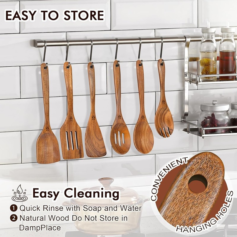 Wooden Cooking Utensils Set 6 Pcs Kitchen Spoons Spatula Wooden Utensils gallery