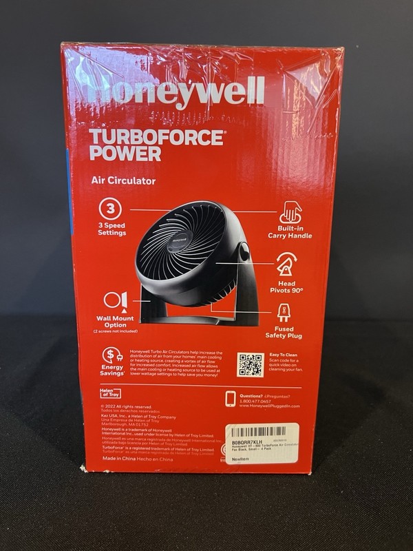 Honeywell Turbo Force Air Circulating Fan 11” 3 Speed 90 Degree Pivot Black gallery