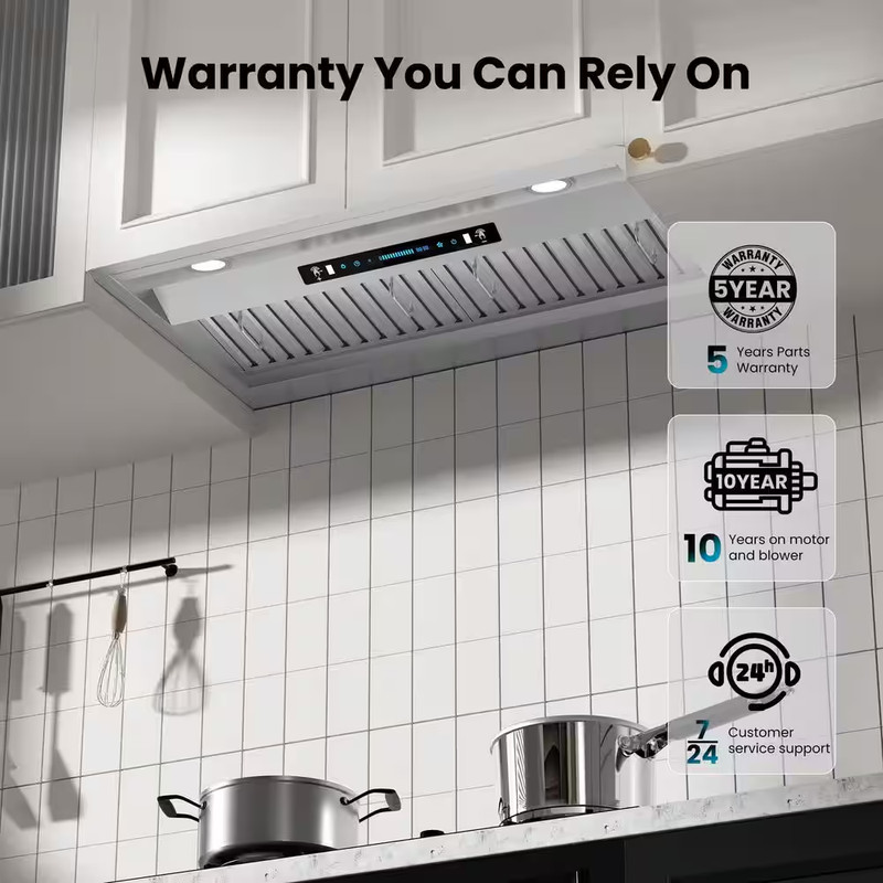 42 In. 400 CFM Convertible Insert Range Hood Stainless Steel with Baffle Filters gallery